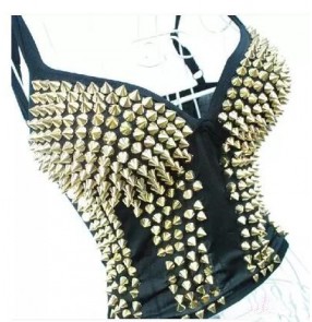 Silver gold  sexy fashion rivet strap vest stage performance women's jazz dance modern dance club wear ds singer dance costumes tops